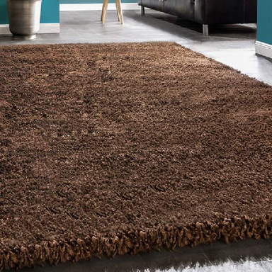 Brown Plain Shaggy Rug | Shag Pile Rug-Bargainia.com