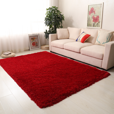 Luxe Glimmer Red Solid Shaggy Rug | bargainia.com | Shaggy-Bargainia.com