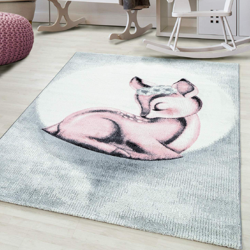 Pink Sleeping Fawn Rug | Kids Bedroom Rug | bargainia.com-Bargainia.com