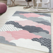 Pink and Grey Clouds Rug | Kids Bedroom Rug | bargainia.com-Bargainia.com