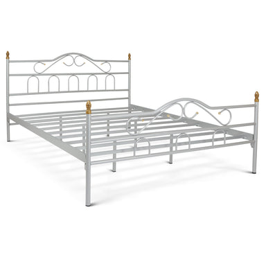 Truva Metal Double Bedstead 140 x 200cm Silver - Bargainia-Bargainia.com