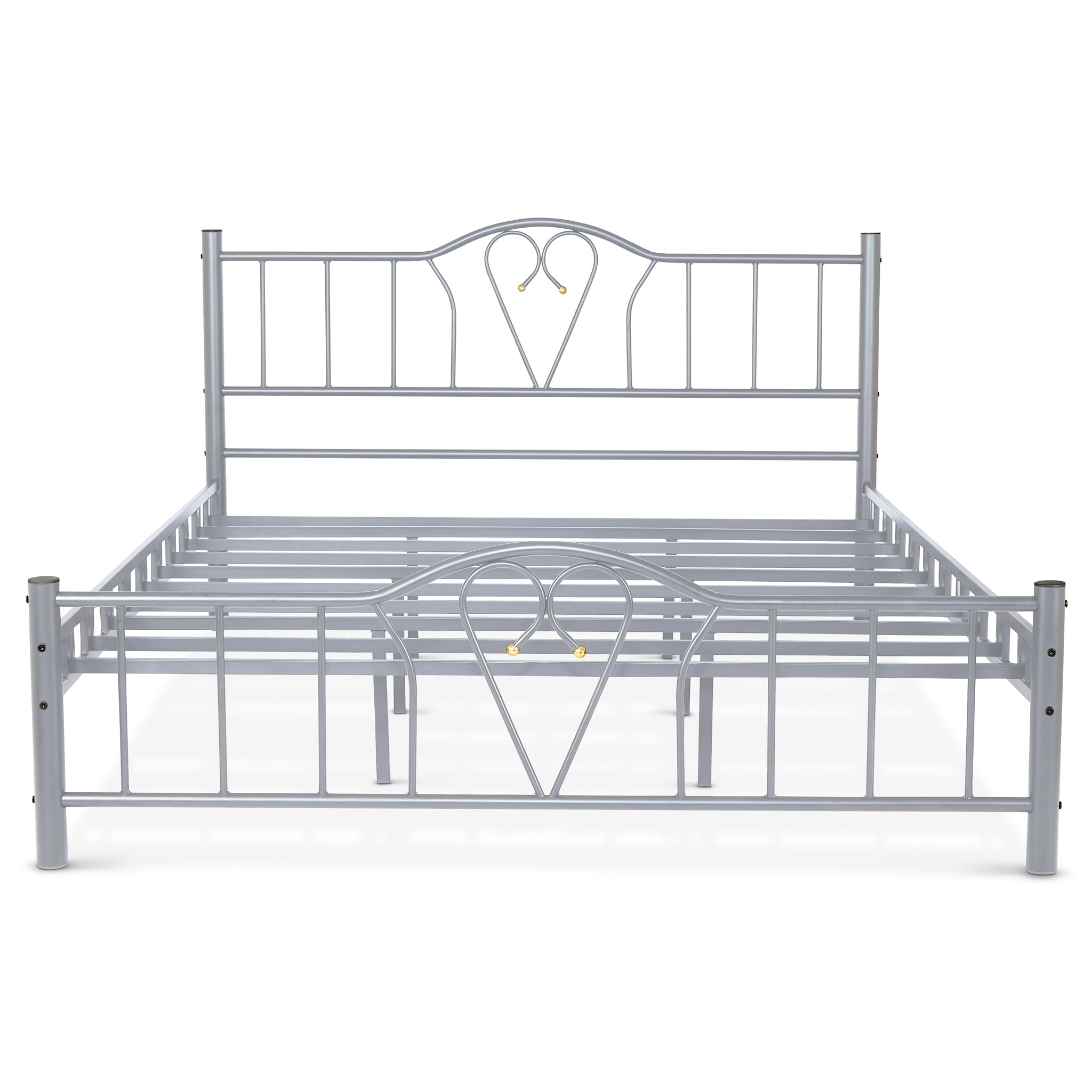 Orkide Metal 4'6FT Double Bed Frame - Silver