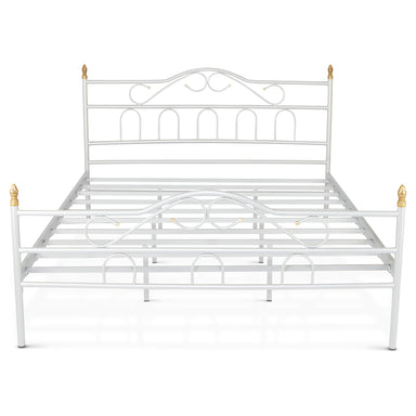 Truva Metal King Size Bedstead - 160 x 200cm - Silver-Bargainia.com