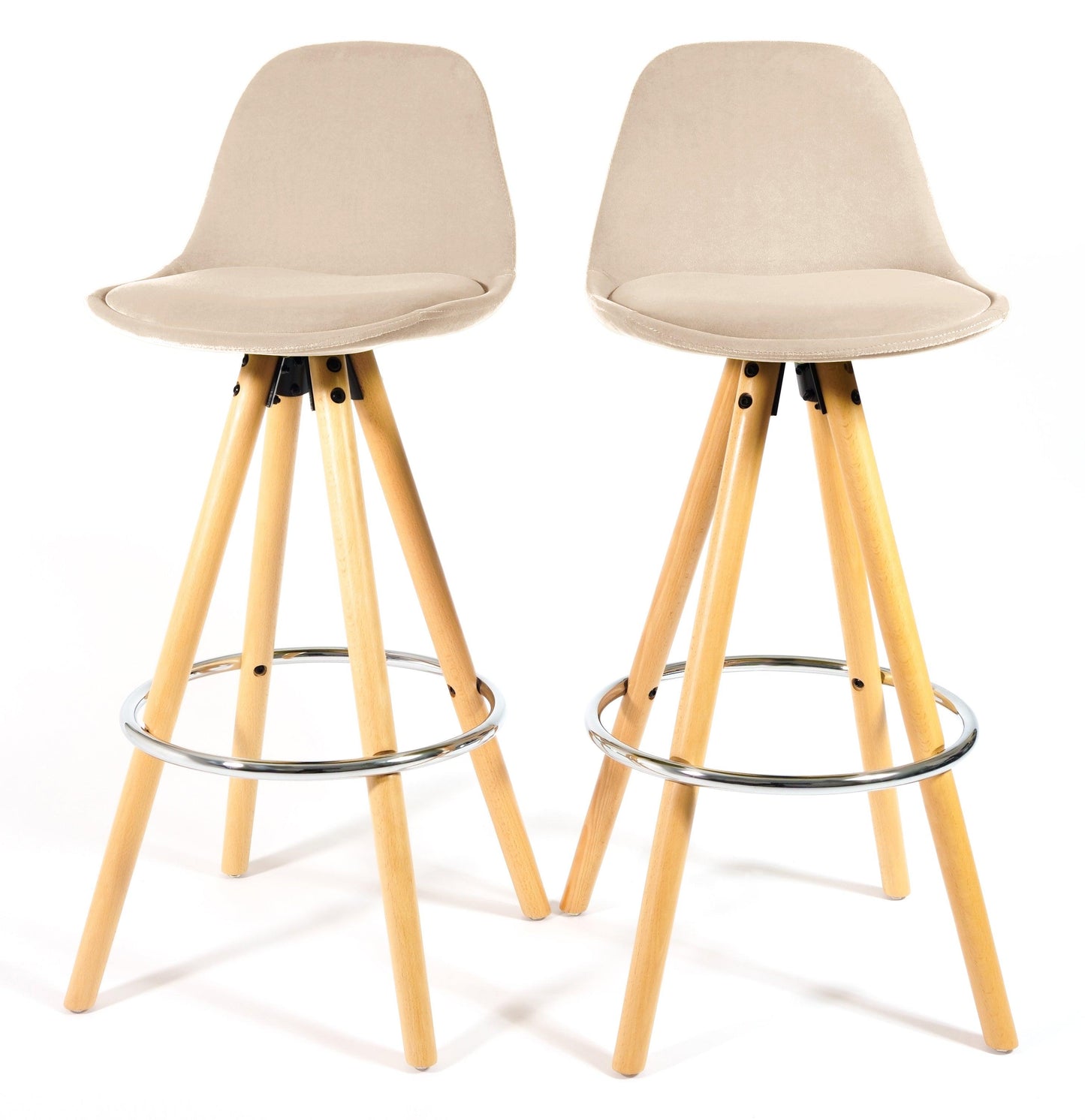 Barcelona Bar Stools - Set Of 2 - Beige-5056150252917-Bargainia.com