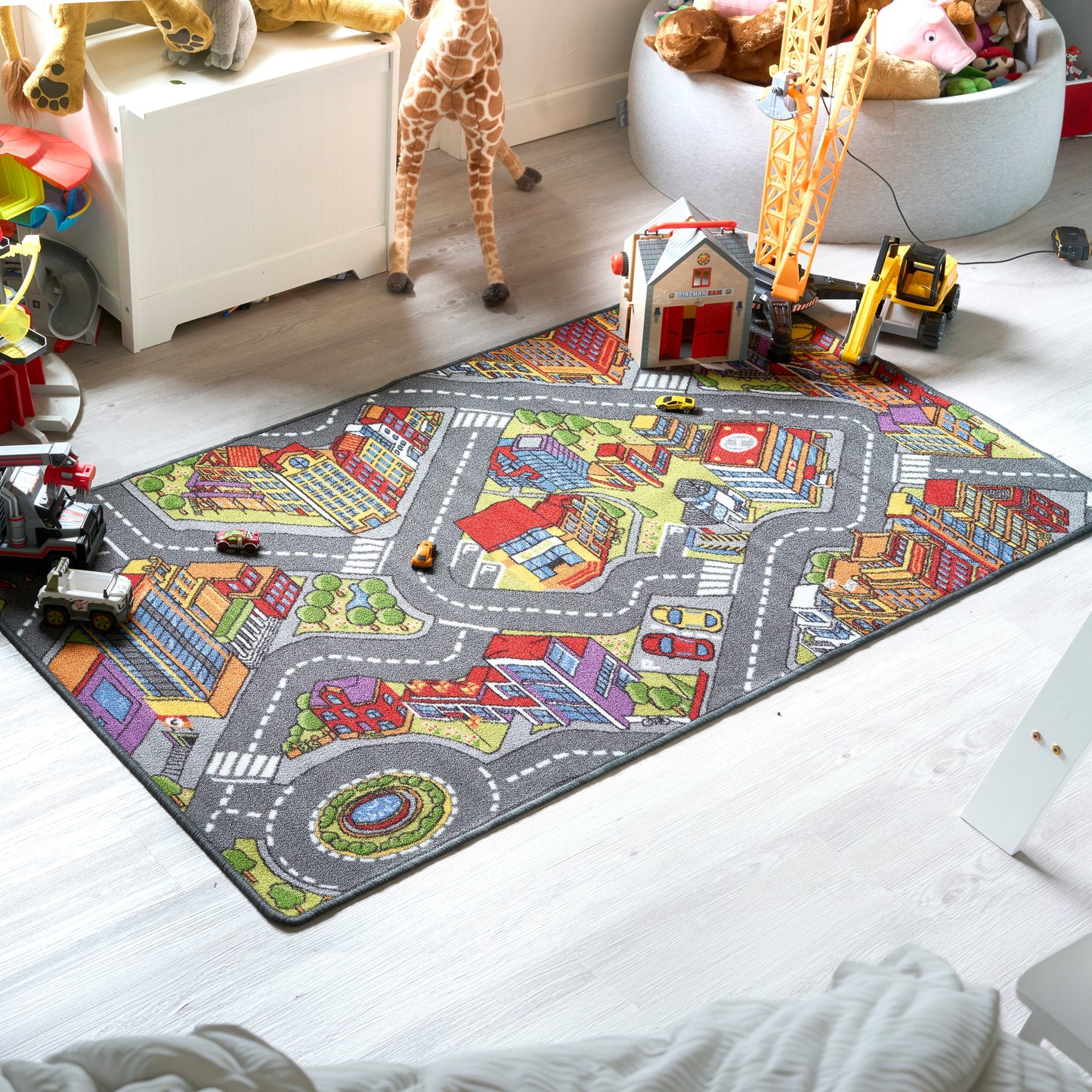 Big City Car Bright Play Mat Non Slip Kids Rug