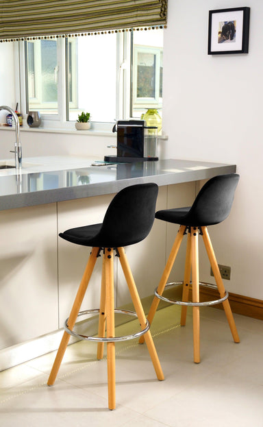 Scandi Style Barcelona Kitchen Bar Stools | Black | Set Of 2-5056150252771-Bargainia.com