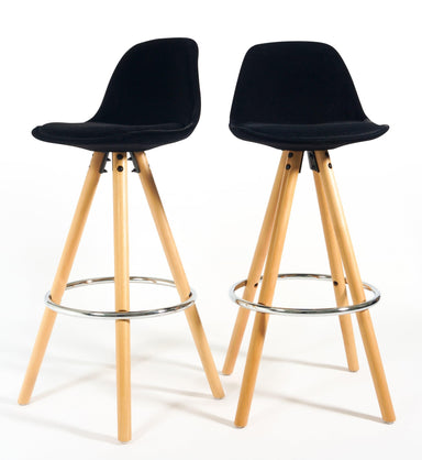 Barcelona Bar Stools - Set Of 2 - Black-5056150252771-Bargainia.com