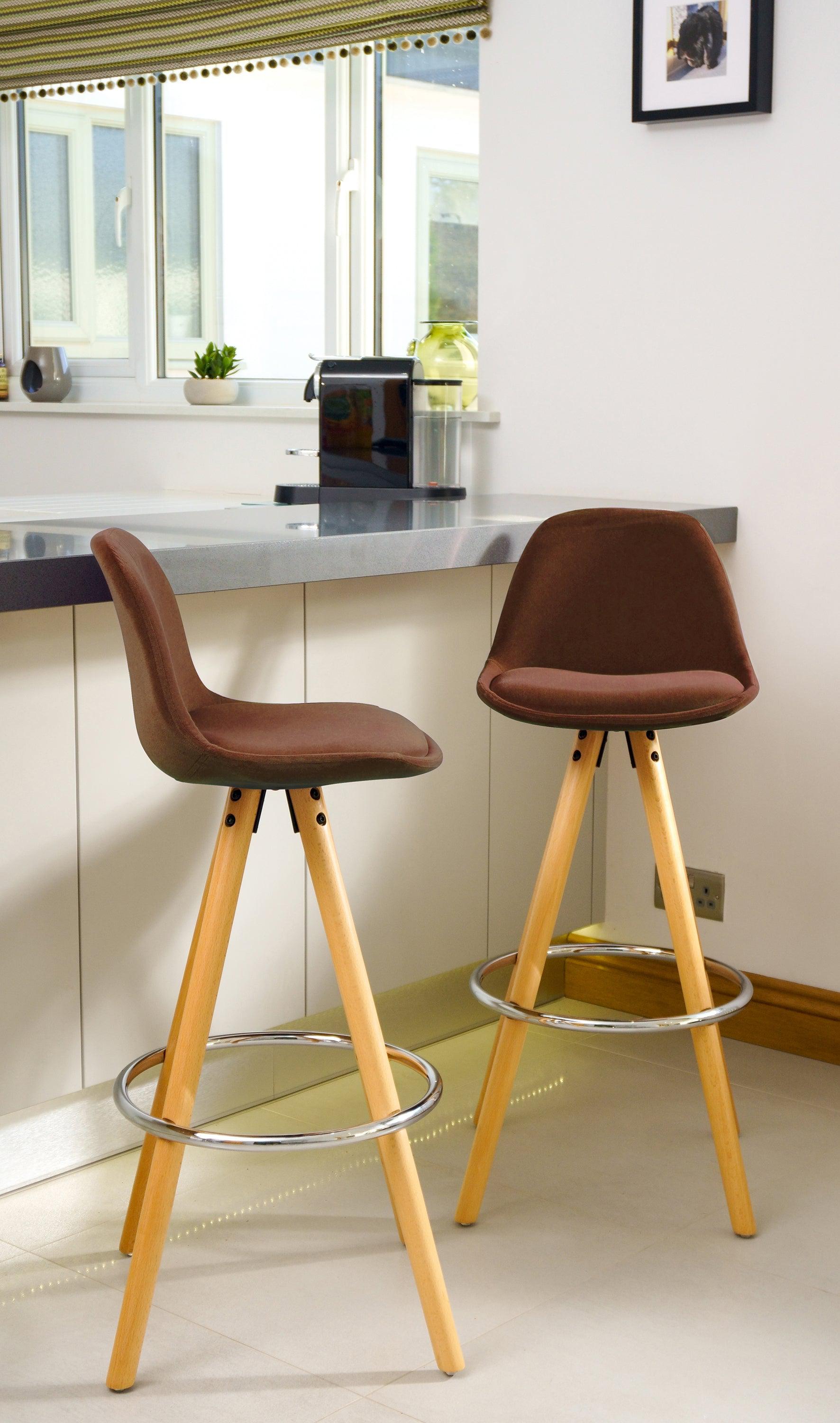 Barcelona Bar Stools - Set Of 2 - Brown-5056150252870-Bargainia.com