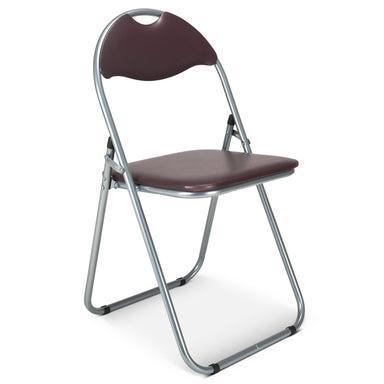 Folding Padded Office Chair - Brown-5056150264897-Bargainia.com