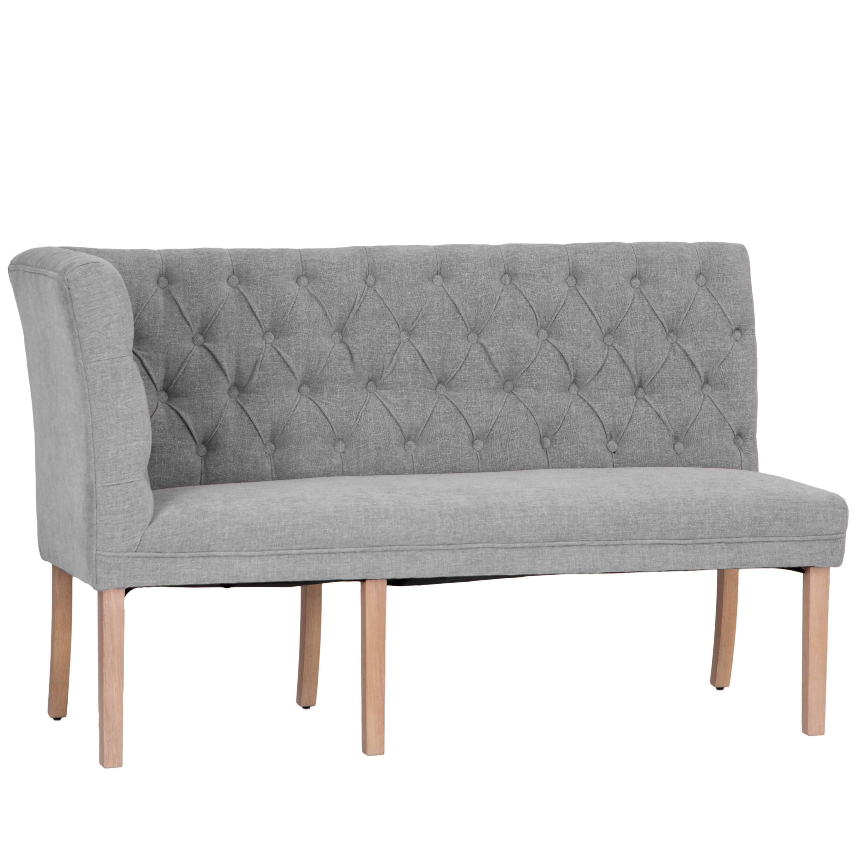 Button Back Corner Bench - Left Hand - Grey