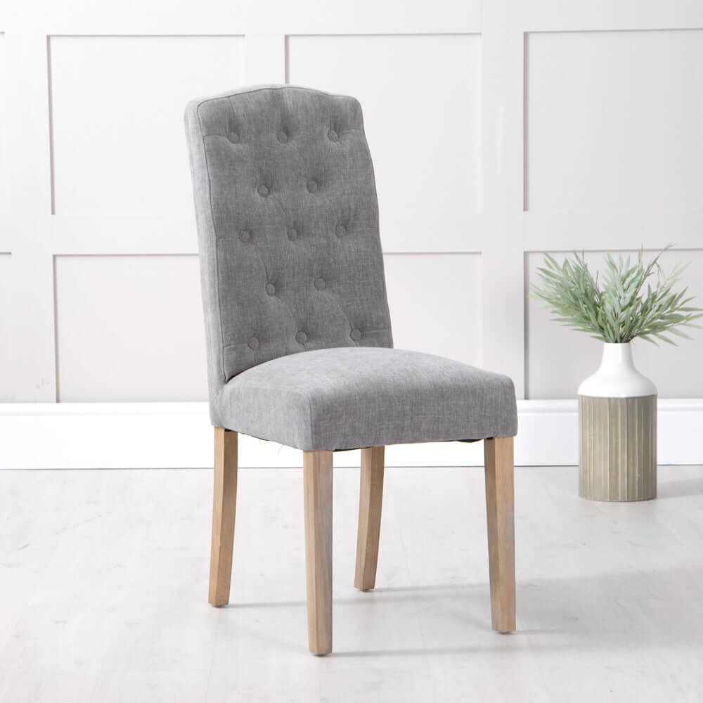 Button Back Dining Chair - Grey