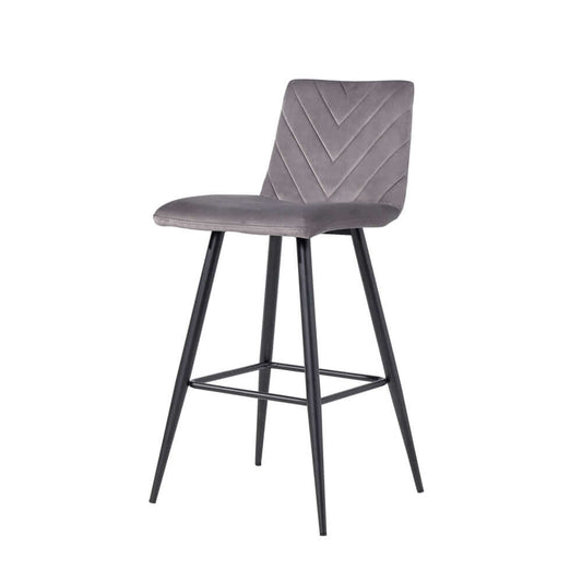 Retro Velvet Bar Stool - Dark Green