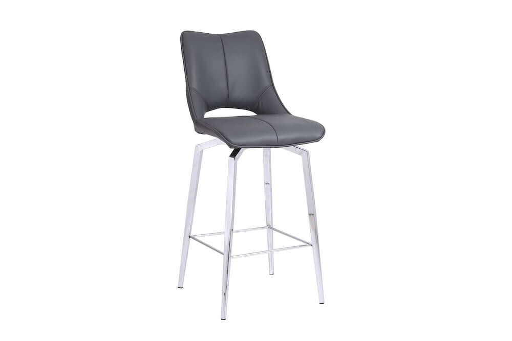 Faux Leather Swivel Bar Stool - Dark Grey