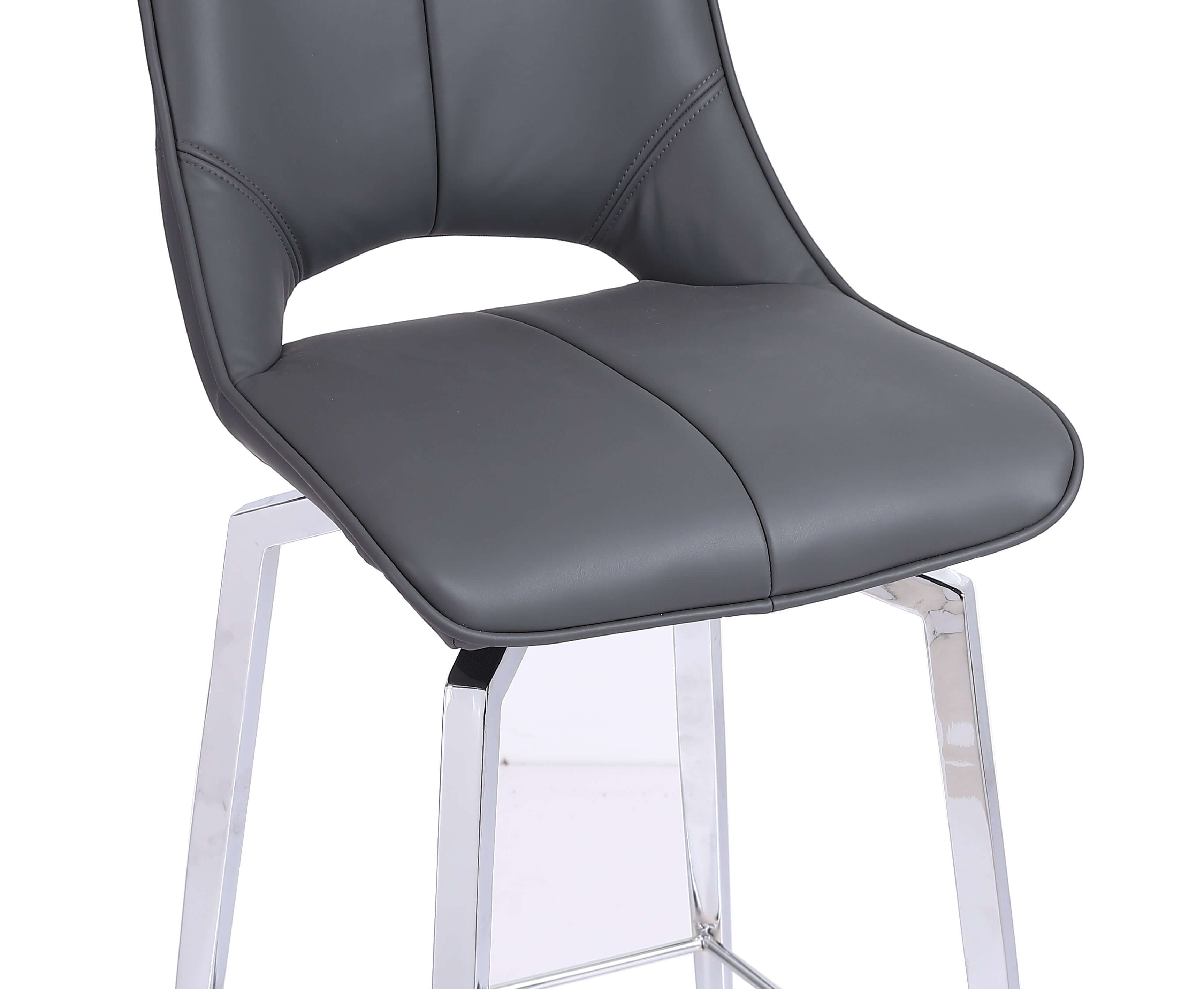 Faux Leather Swivel Bar Stool - Dark Grey