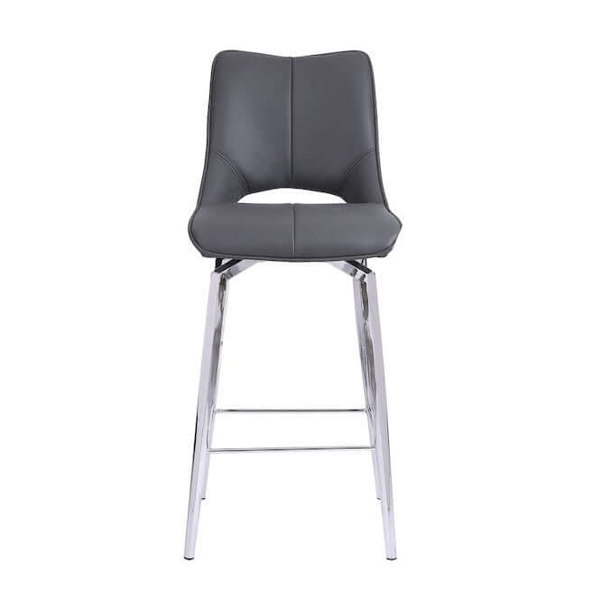 Faux Leather Swivel Bar Stool - Dark Grey