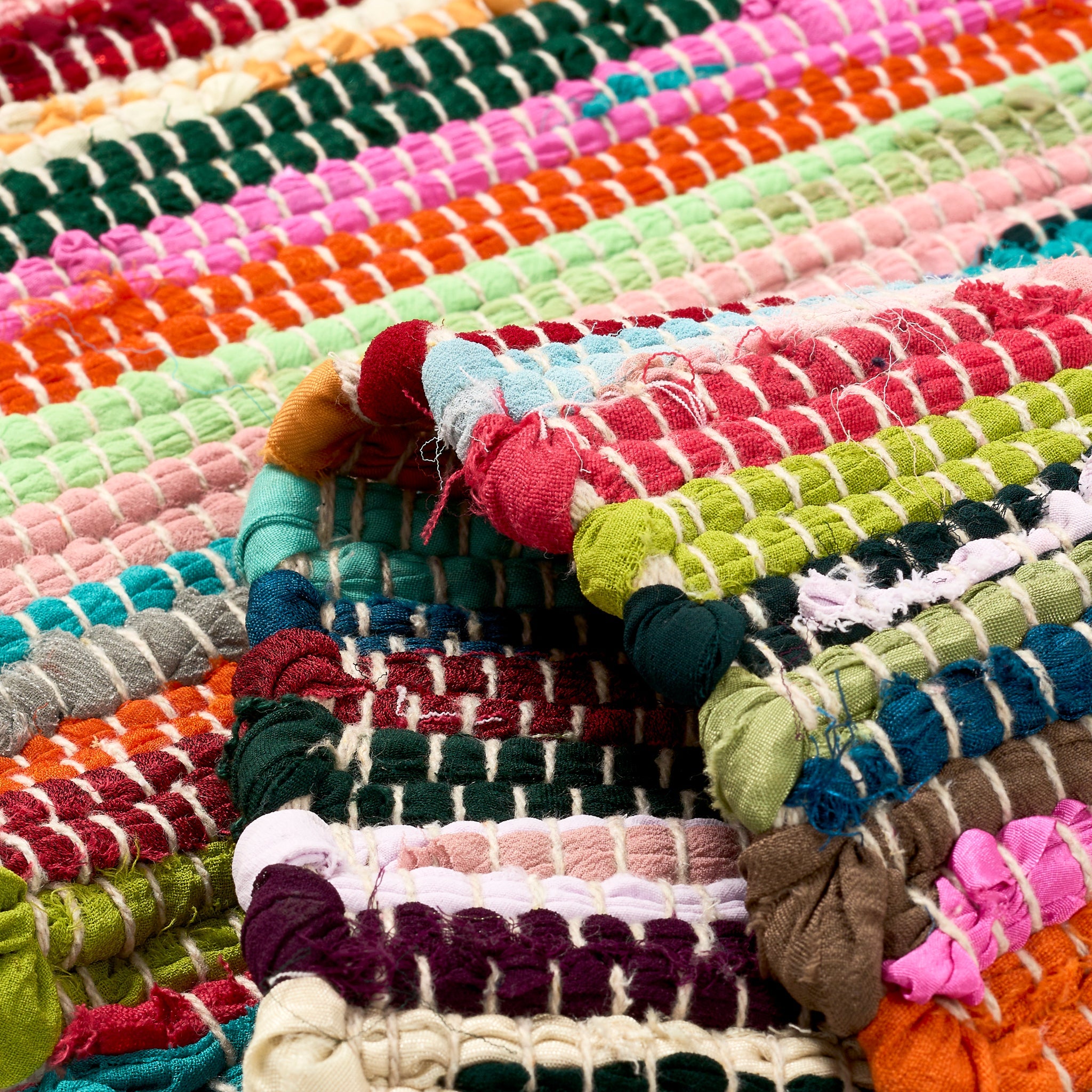 Chindi Handwoven Multi Coloured Recycled Rag Rug