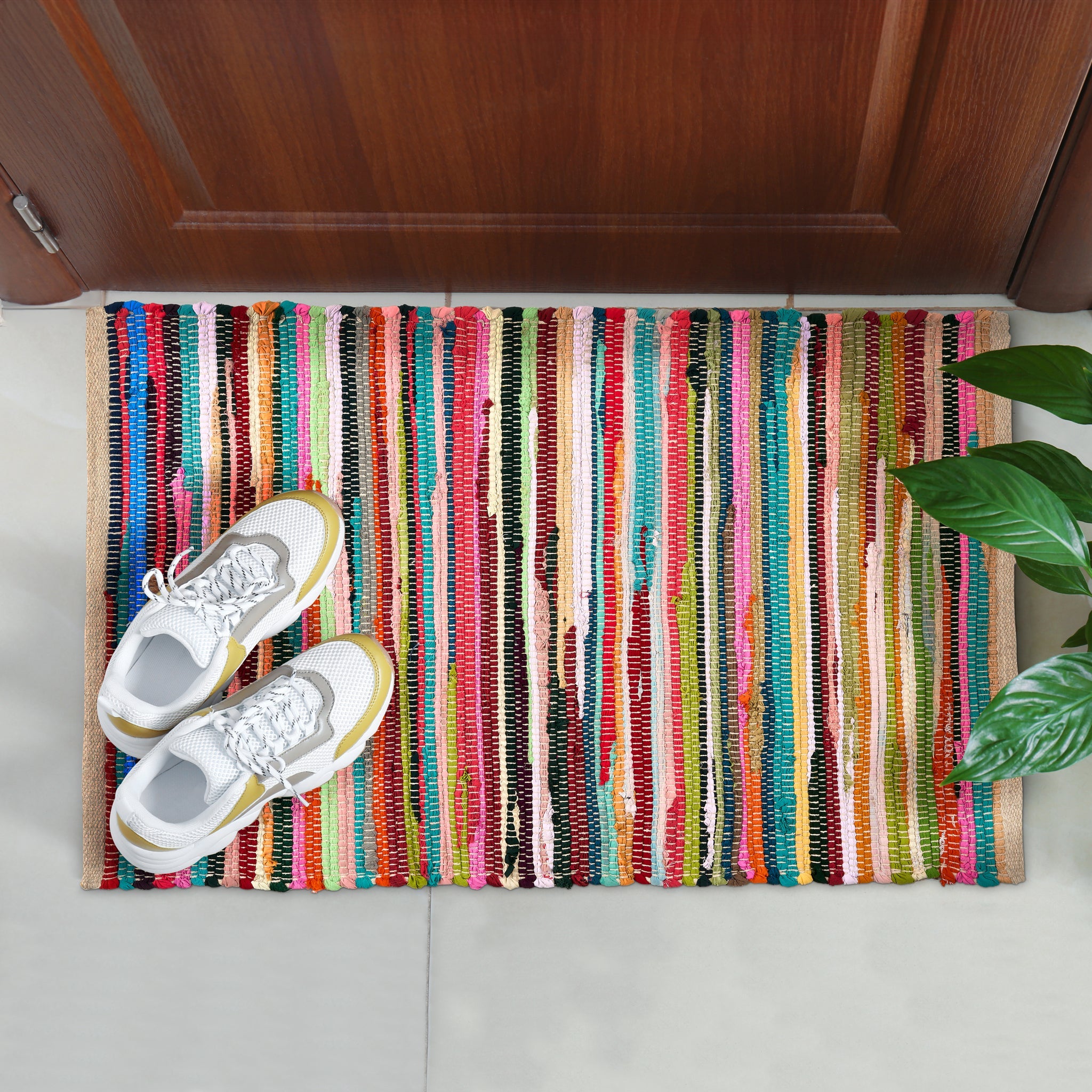 Chindi Handwoven Multi Coloured Recycled Rag Rug