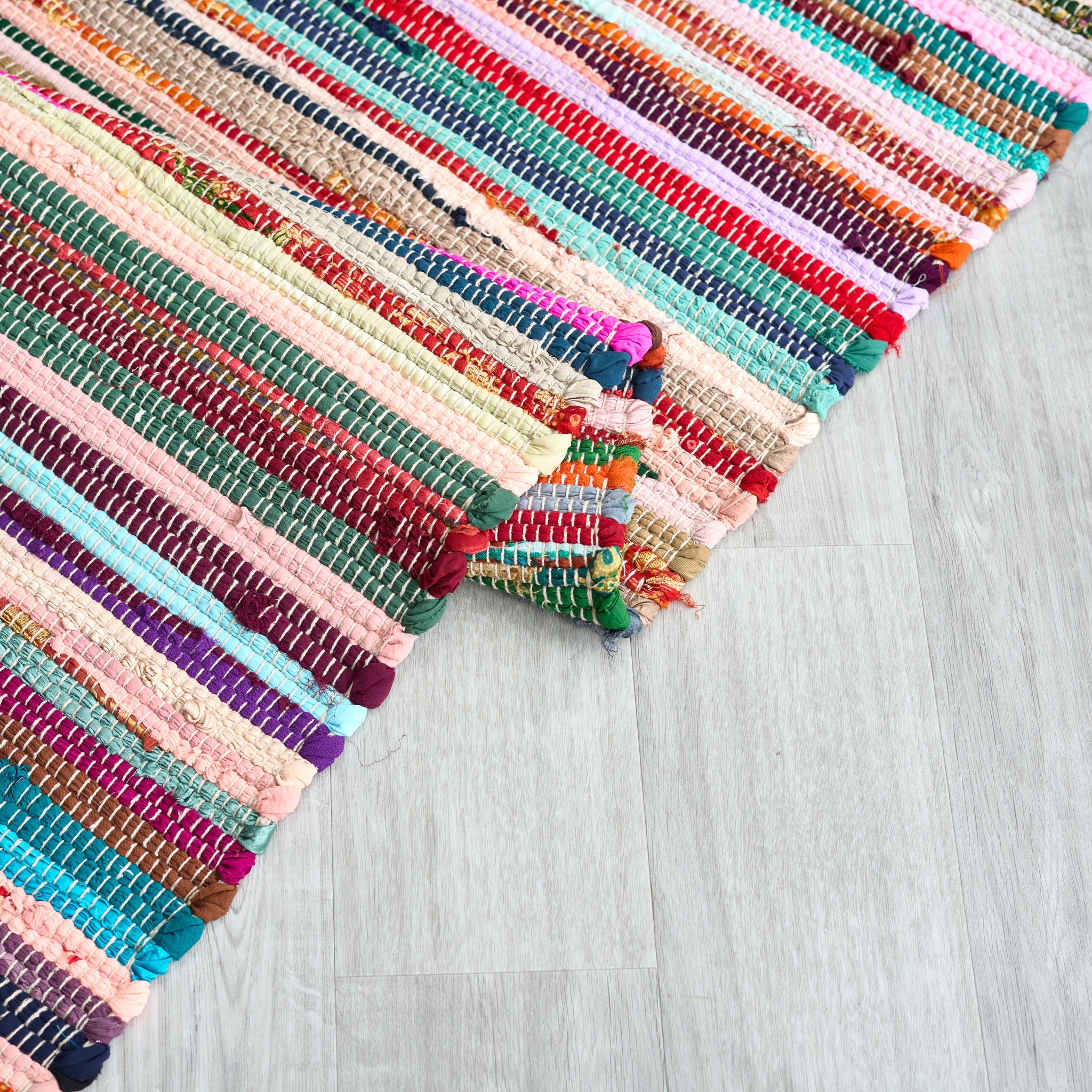 Chindi Handwoven Multi Coloured Recycled Rag Rug