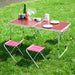 Folding Picnic Table with 4 Stools - Red Oak-Bargainia.com