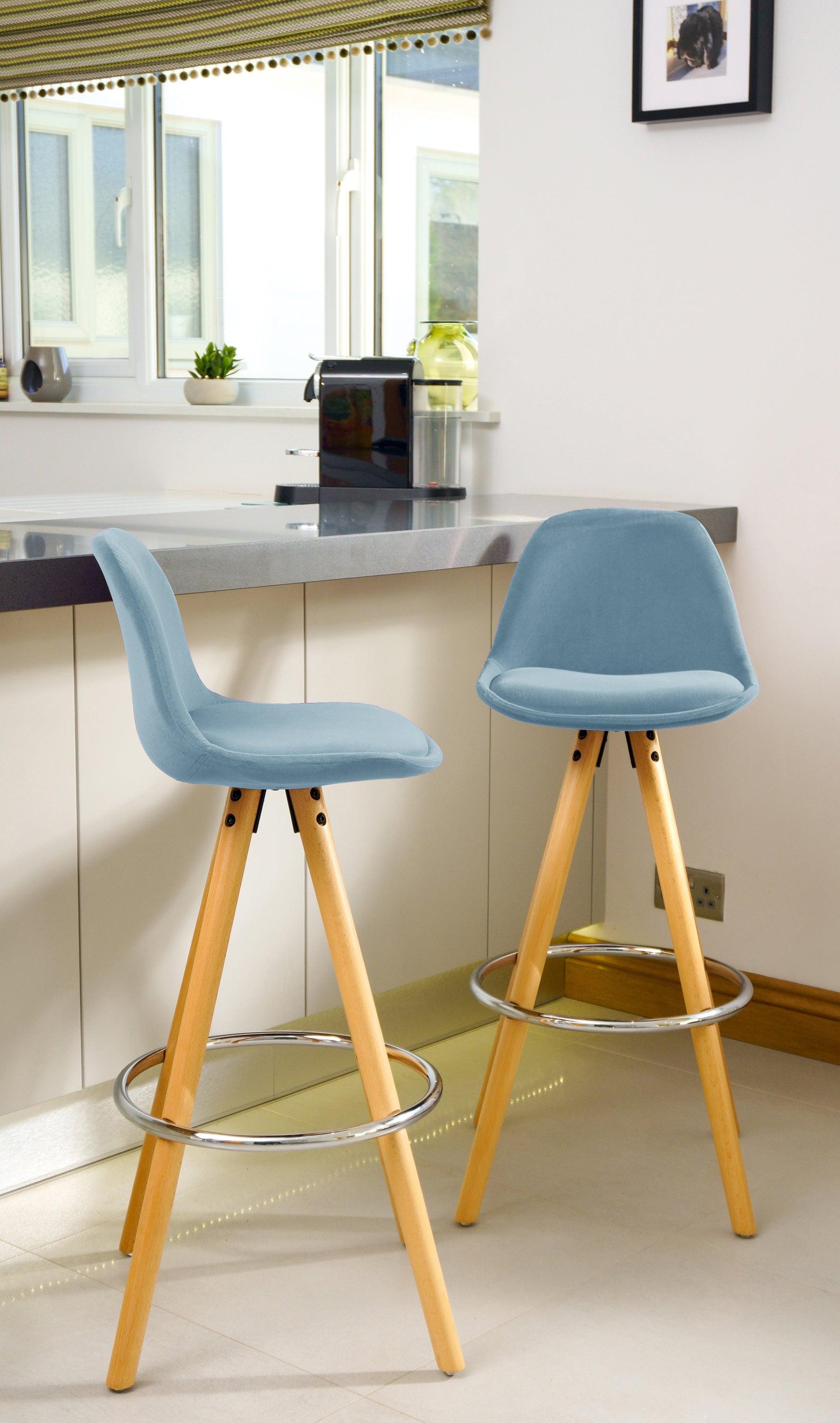 Barcelona Bar Stools - Set Of 2 - Duck Egg Blue-5056150252900-Bargainia.com