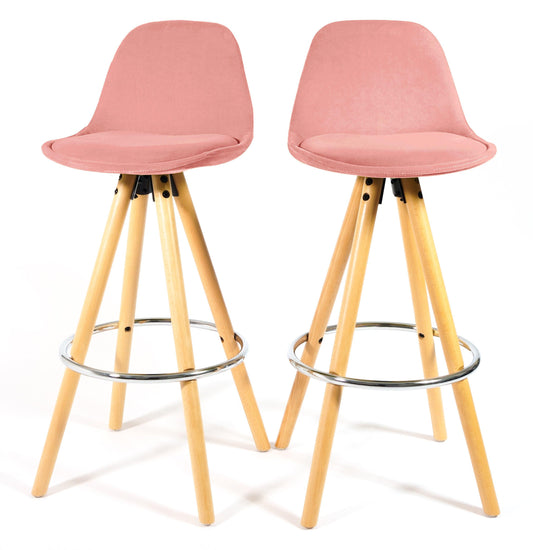 Barcelona Bar Stools - Set Of 2 - Rose Pink-5056150252832-Bargainia.com