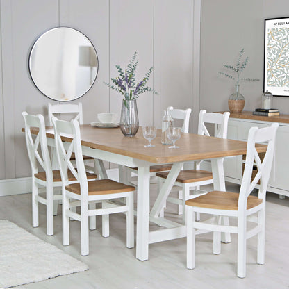 Elodie Snow White Oak Refectory Butterfly Extending Table 1.8m