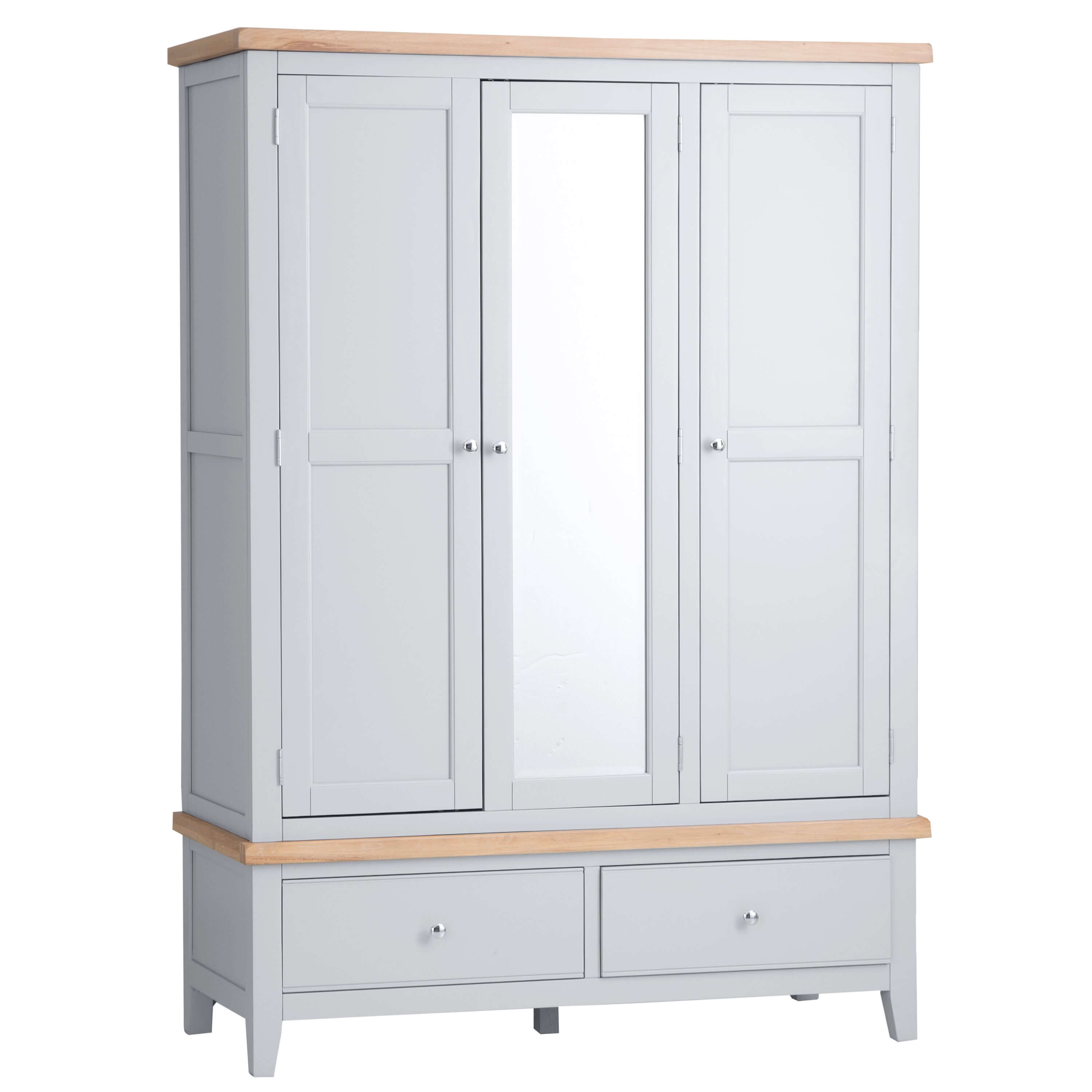 Elodie Dove Grey Oak 3 Door Mirrored Wardrobe