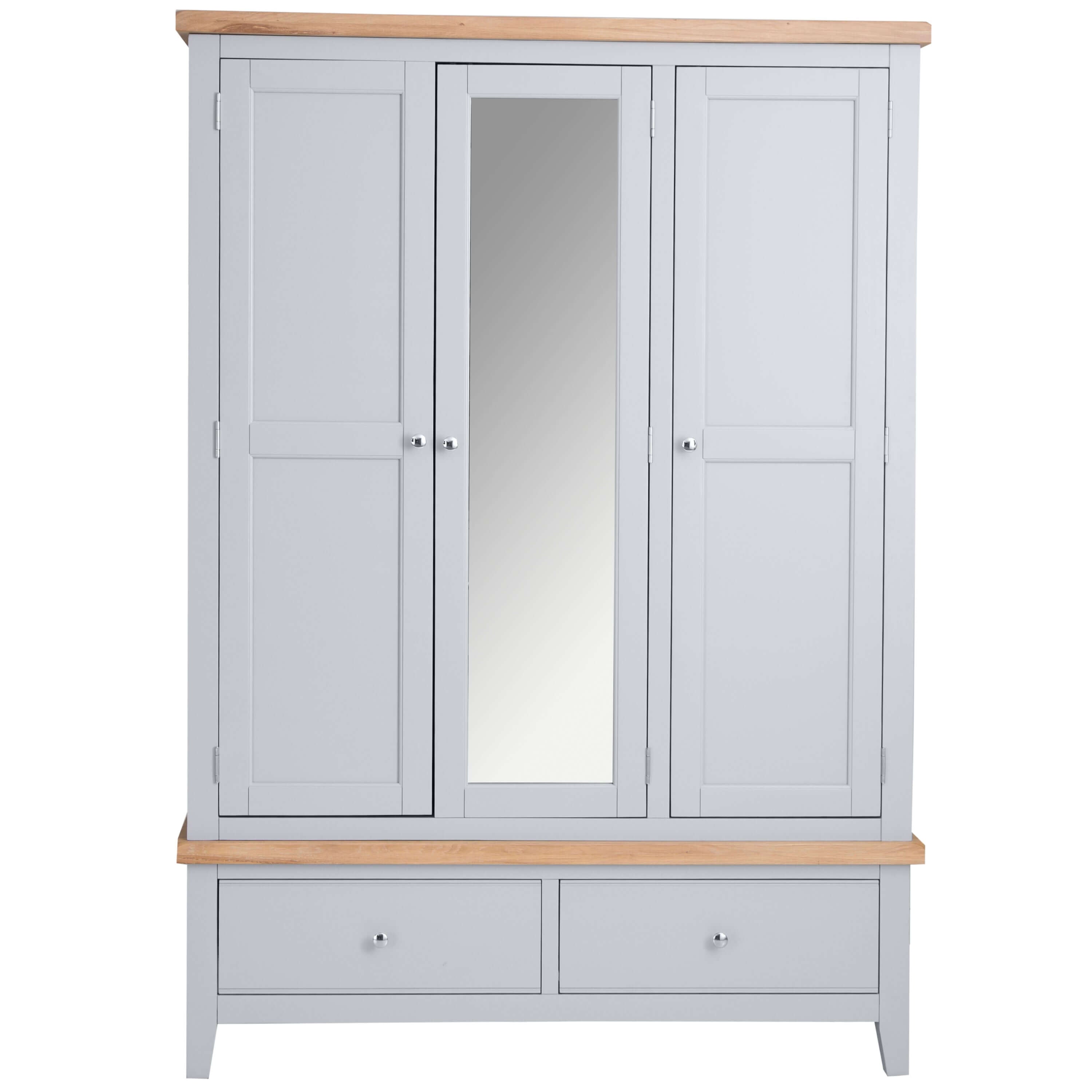 Elodie Dove Grey Oak 3 Door Mirrored Wardrobe