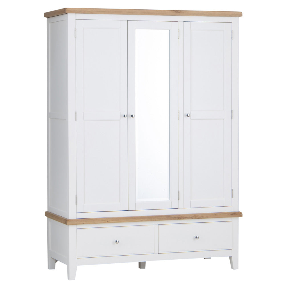 Elodie Snow White Oak Mirrored 3 Door Wardrobe