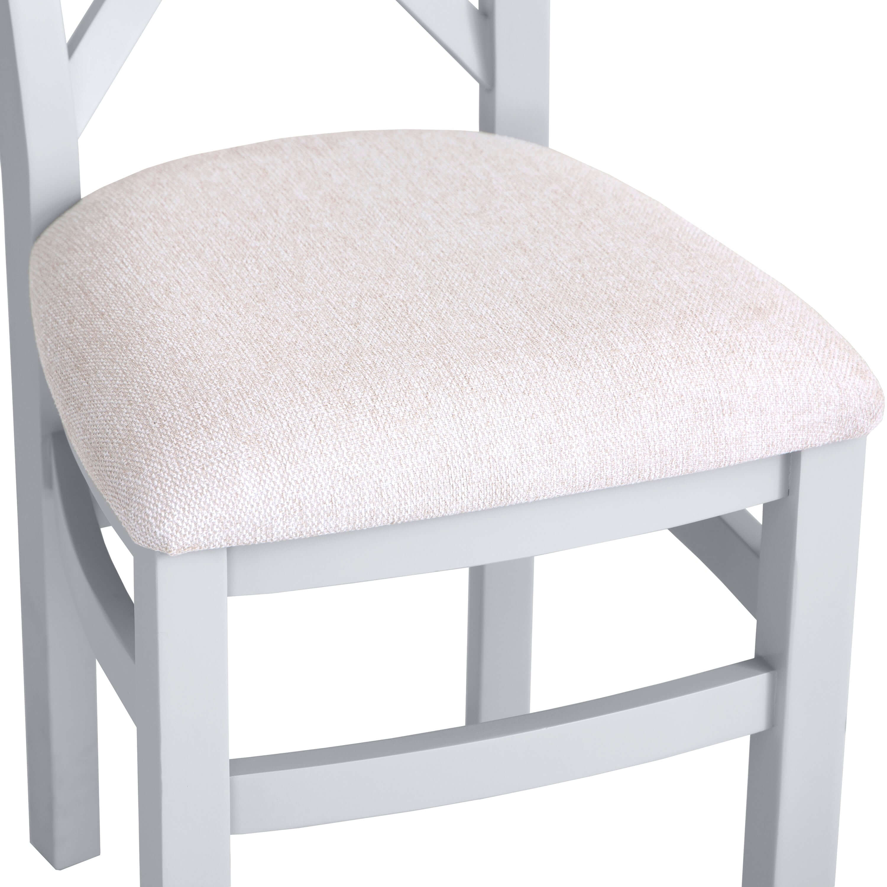 Elodie Dove Grey Oak Cross Back Chair Fabric Seat Set of 2