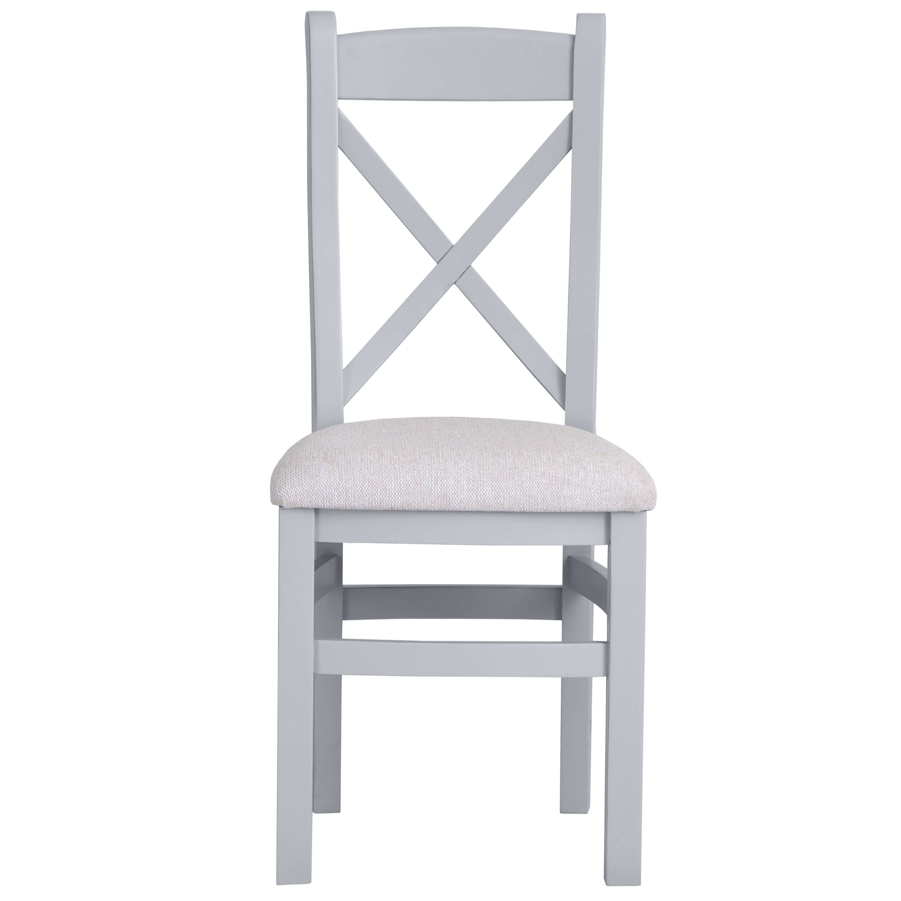 Elodie Dove Grey Oak Cross Back Chair Fabric Seat Set of 2