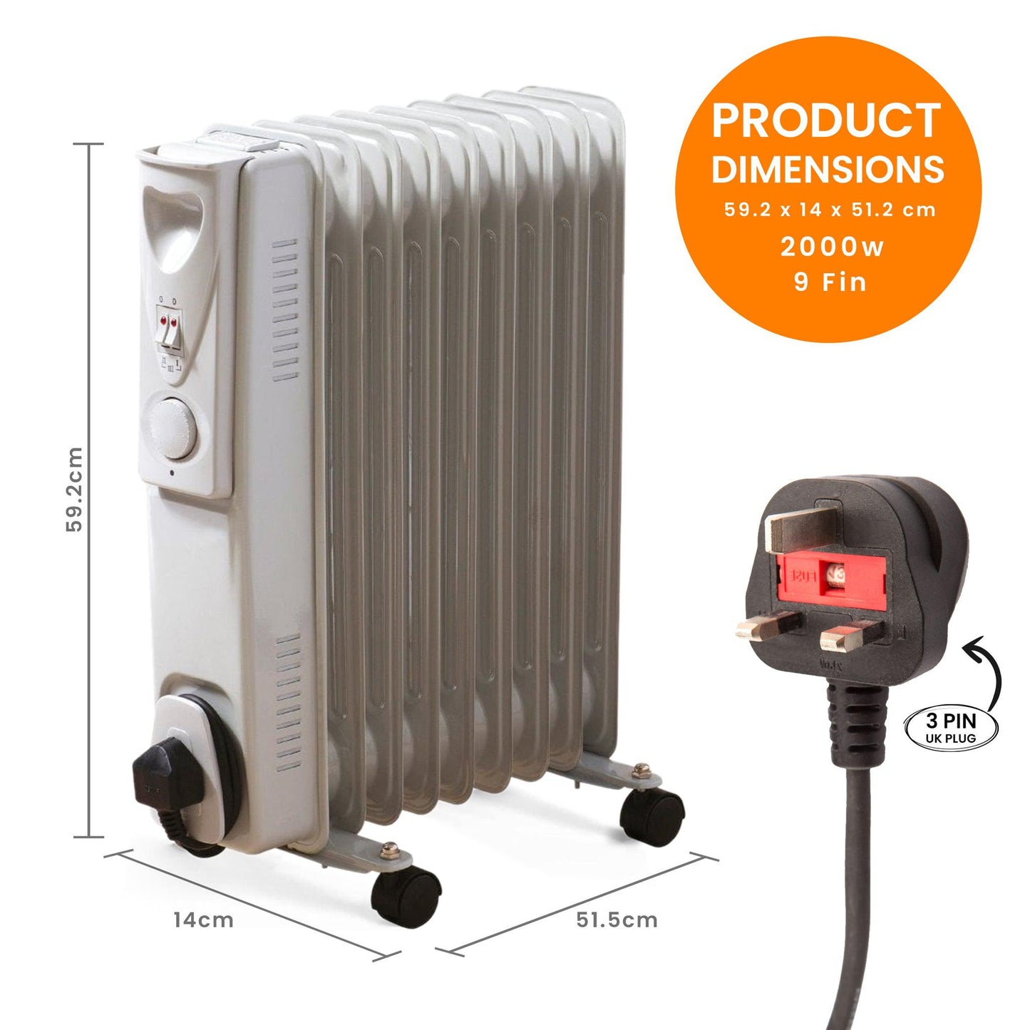 Fine Elements 2000W Oil Filled Electric Radiator-5024996705065-Bargainia.com