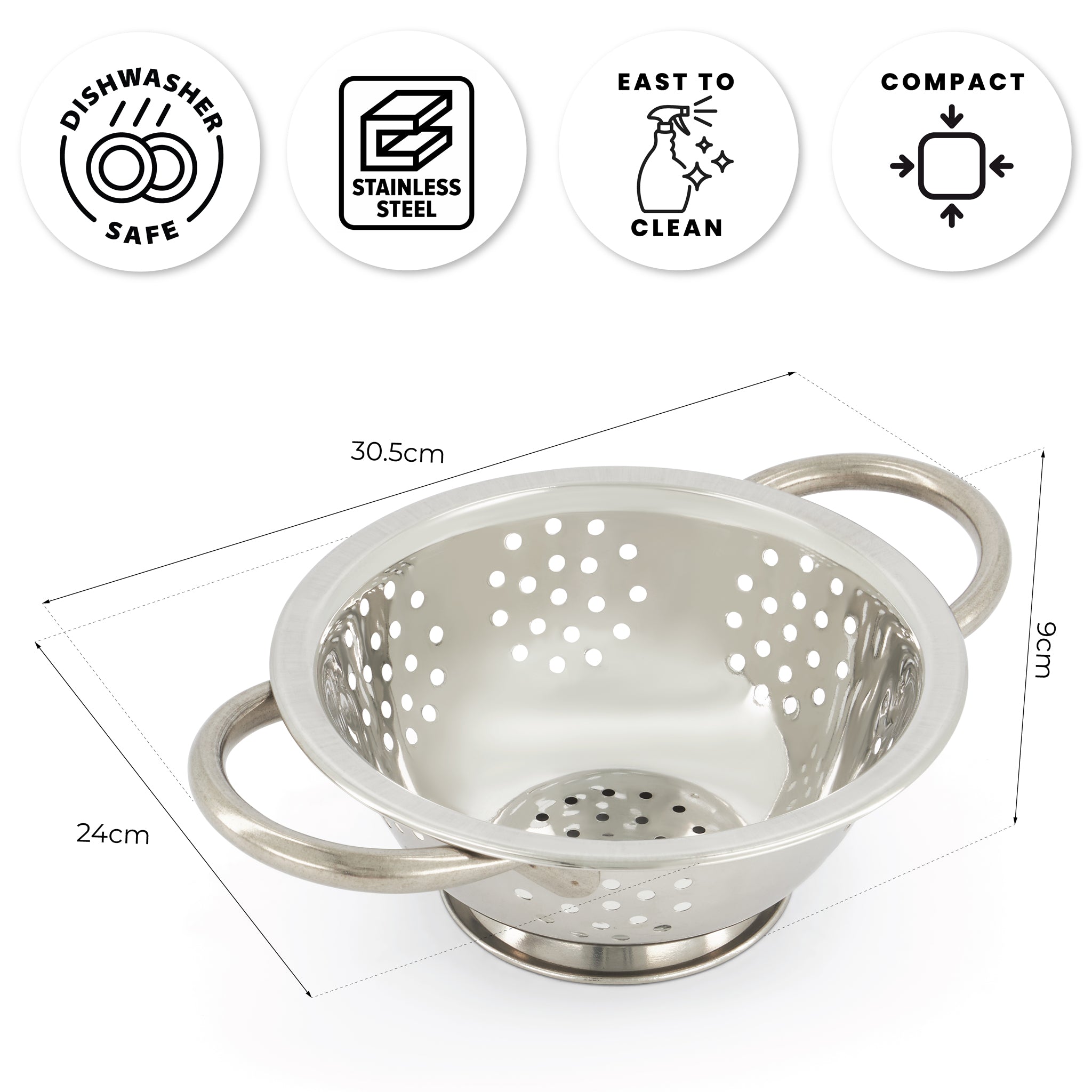 Stainless Steel Colander - 16cm-4358671-Bargainia.com