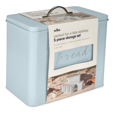 Set of 5 Kitchen Storage Canisters - Blue Luxe-503693-Bargainia.com