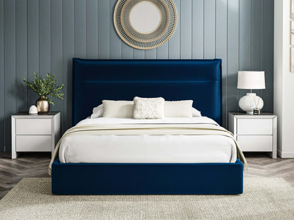 Velvet Ottoman 5FT King Size Bed - Royal Blue