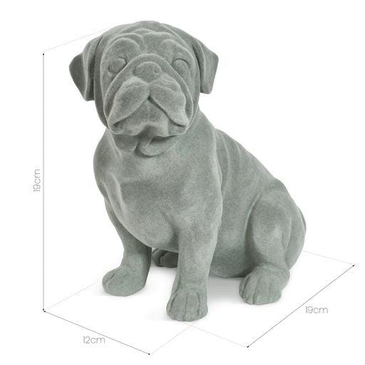 Pug Figurine - Grey Velvet - Sitting-5010792476537-Bargainia.com