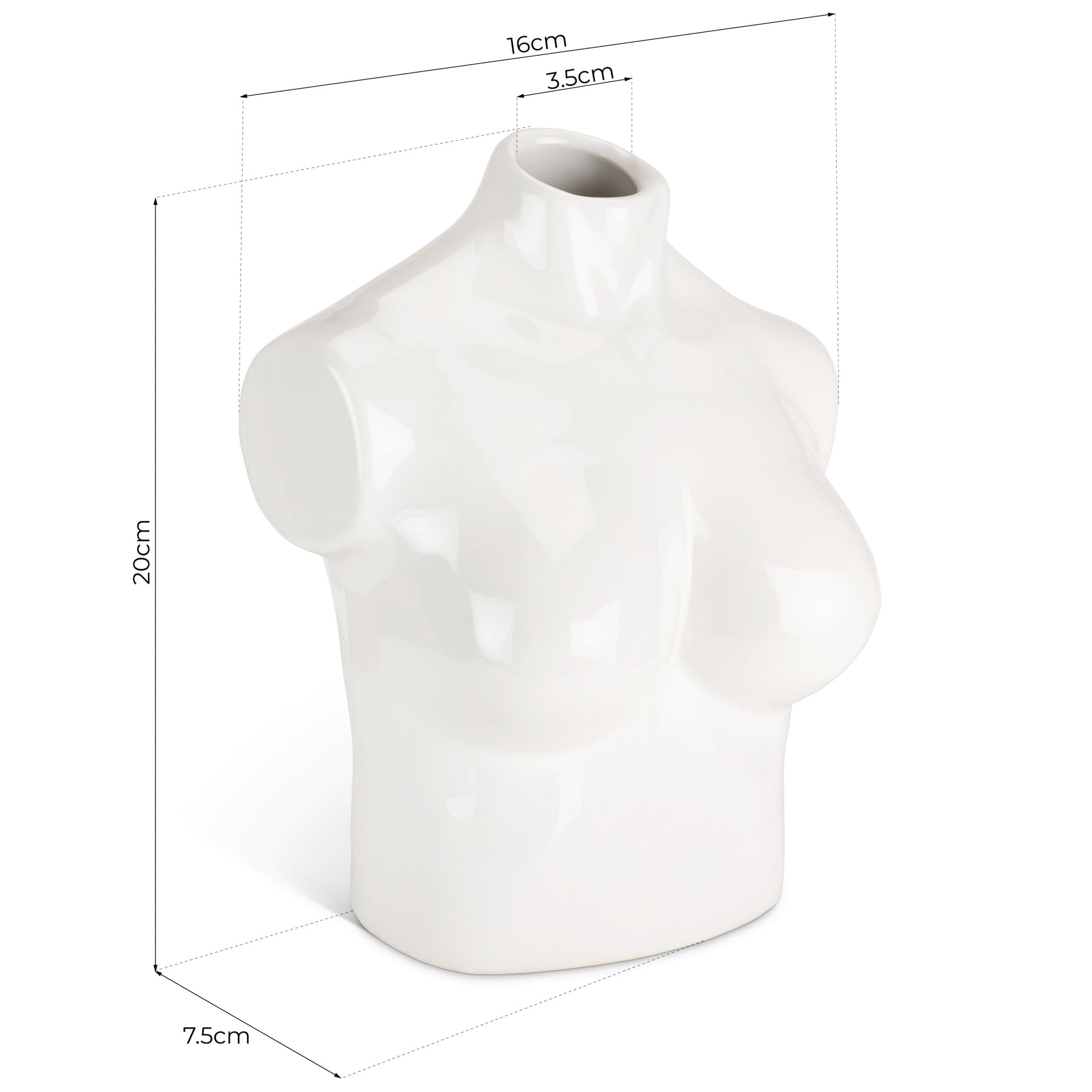 Female Silhouette Torso Vase - 20cm - Assorted Colours-Bargainia.com