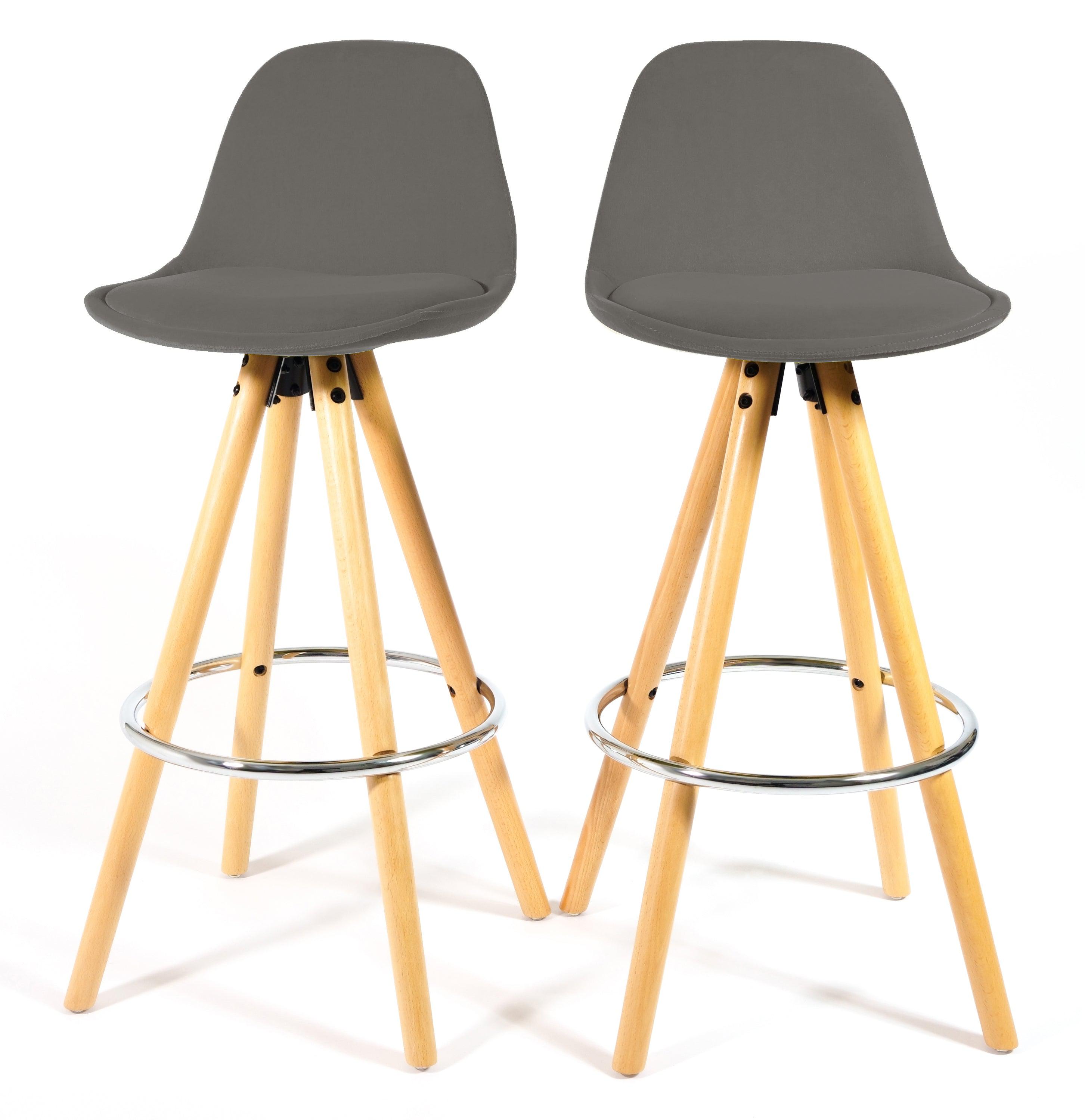 Barcelona Bar Stools - Set Of 2 - Grey-5056150252894-Bargainia.com