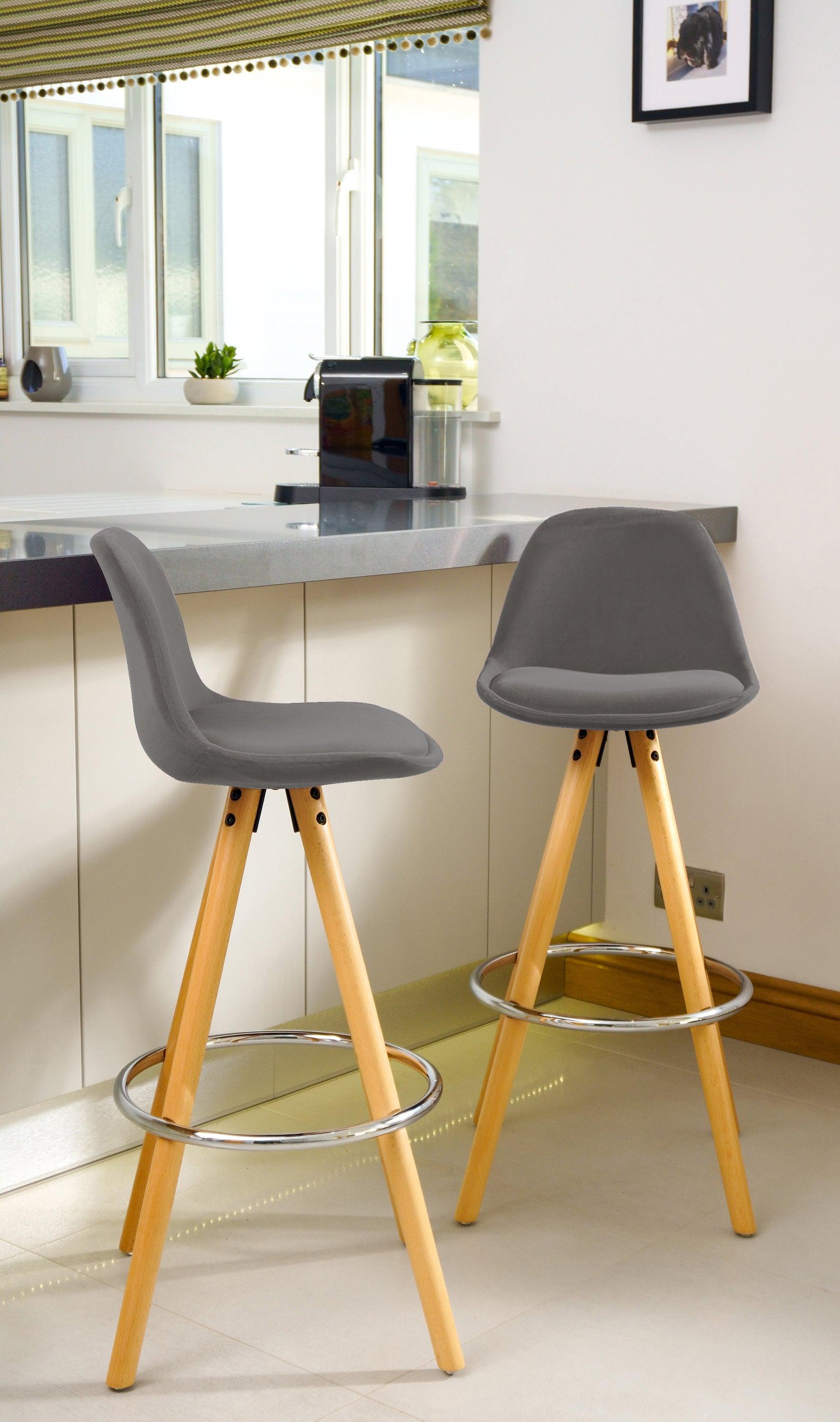 Barcelona Bar Stools - Set Of 2 - Grey-5056150252894-Bargainia.com