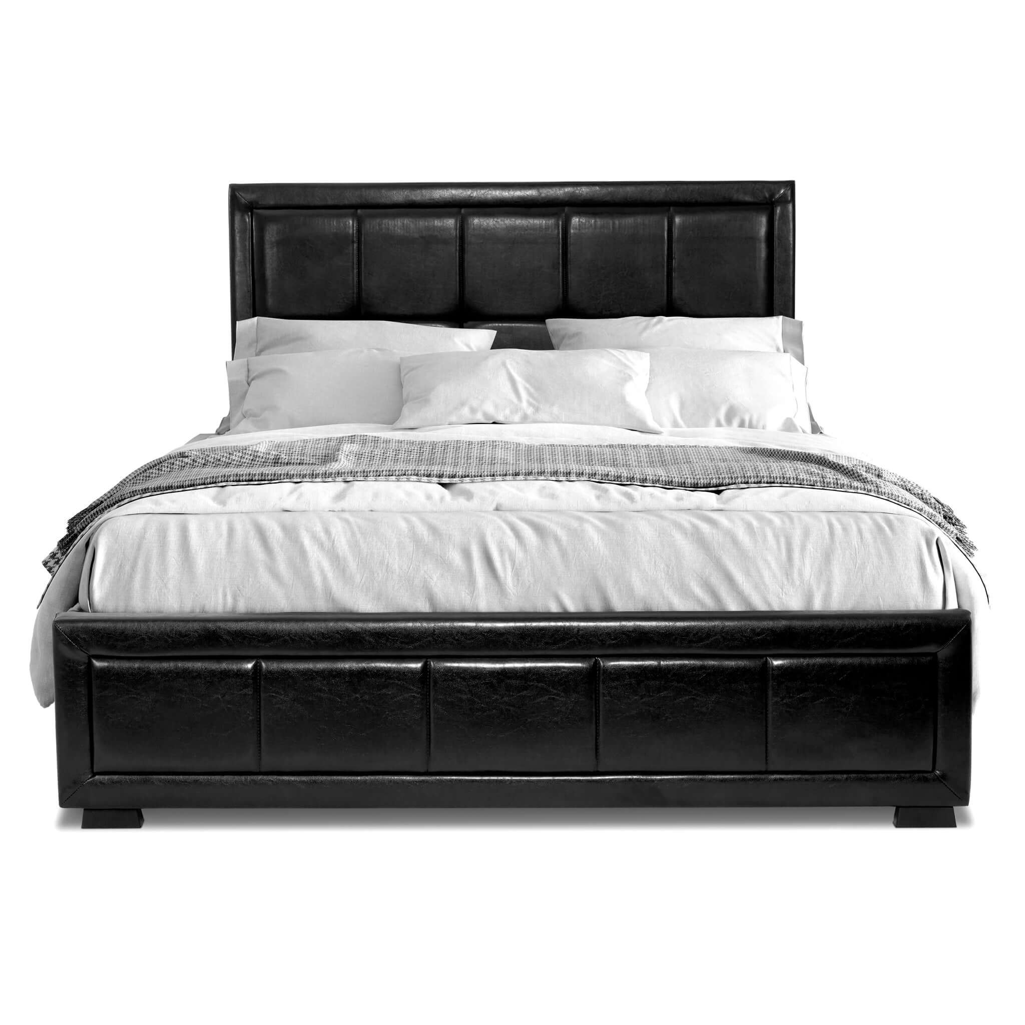 Hollywood Faux Leather Upholstered Ottoman Storage Bed Frame Black-Bargainia.com