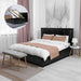 Hollywood Faux Leather Upholstered Ottoman Storage Bed Frame Black-Bargainia.com