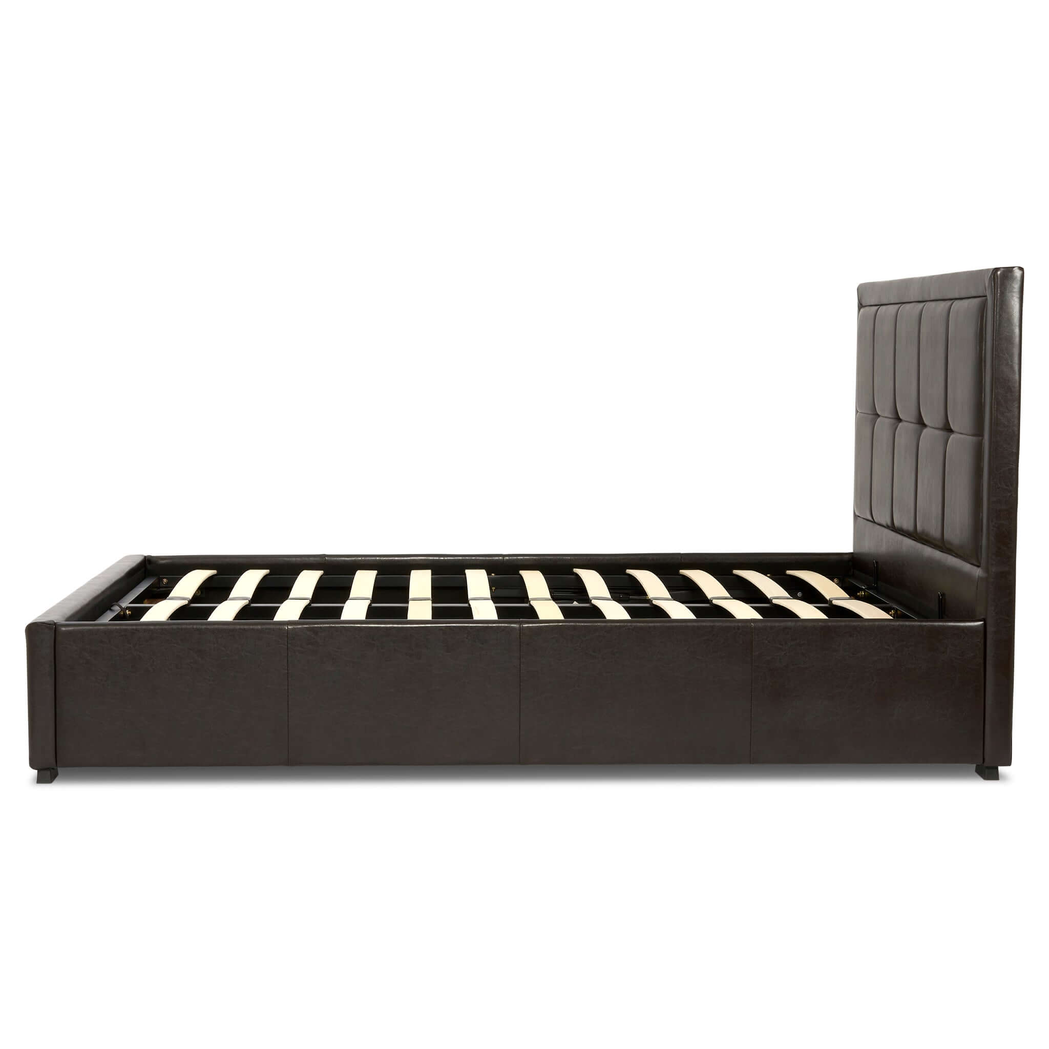 Hollywood Faux Leather Upholstered Ottoman Storage Bed Frame Brown-Bargainia.com