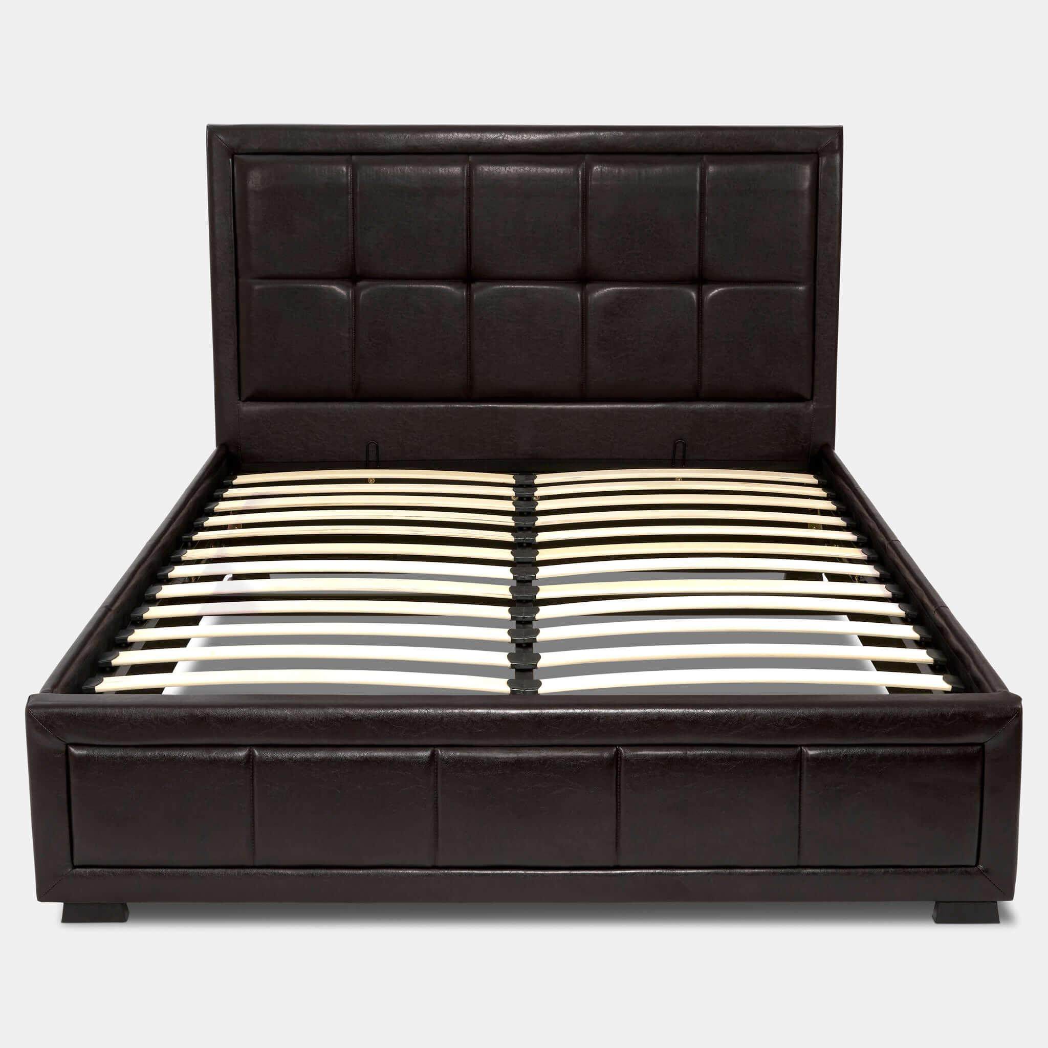 Hollywood Faux Leather Upholstered Ottoman Storage Bed Frame Brown-Bargainia.com