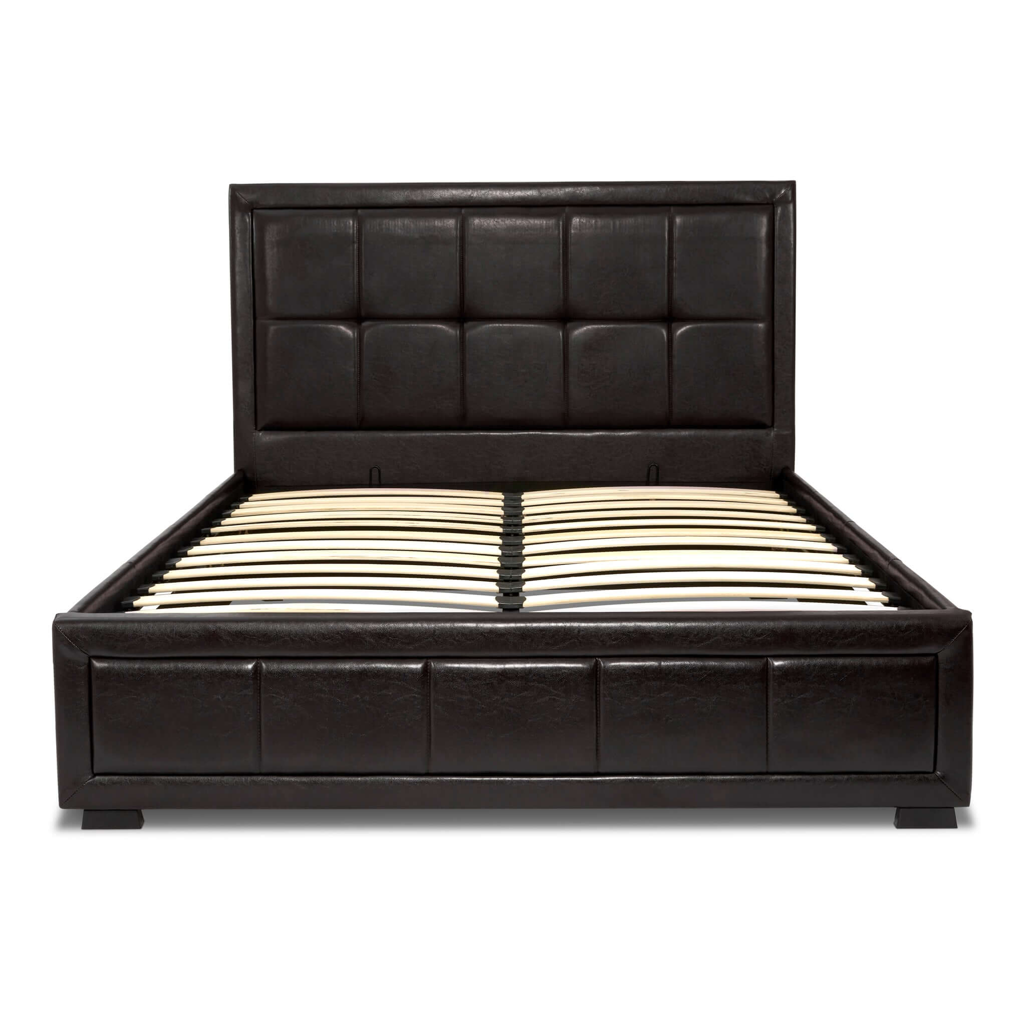 Hollywood Faux Leather Upholstered Ottoman Storage Bed Frame Brown-Bargainia.com