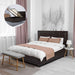 Hollywood Faux Leather Upholstered Ottoman Storage Bed Frame Brown-Bargainia.com