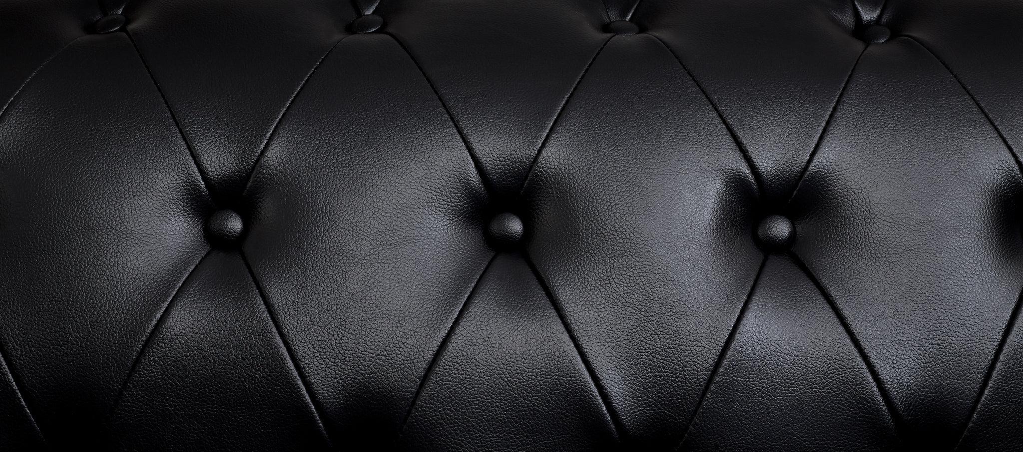 Faux Leather Chesterfield Sofa Suite - Black-Bargainia.com