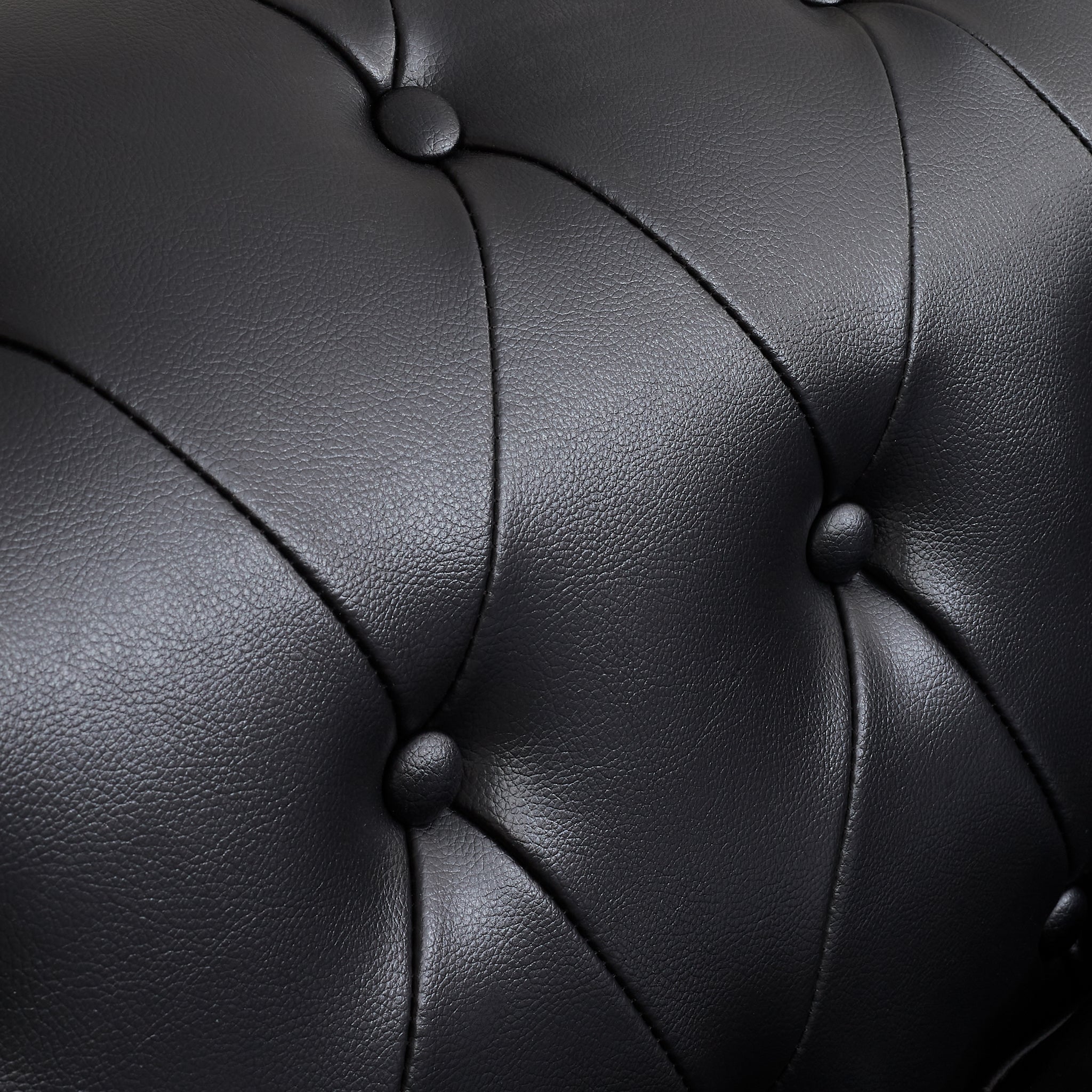 Faux Leather Chesterfield Sofa Suite - Black-Bargainia.com