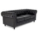 Faux Leather Chesterfield Sofa Suite - Black-Bargainia.com