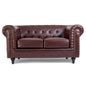 Faux Leather Chesterfield Sofa Suite - Brown-Bargainia.com