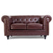 Faux Leather Chesterfield Sofa Suite - Brown-Bargainia.com